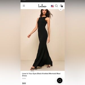 Lulus Love In Your Eyes Black Knotted Mermaid Maxi Dress Medium